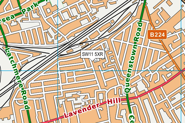 SW11 5XR map - OS VectorMap District (Ordnance Survey)