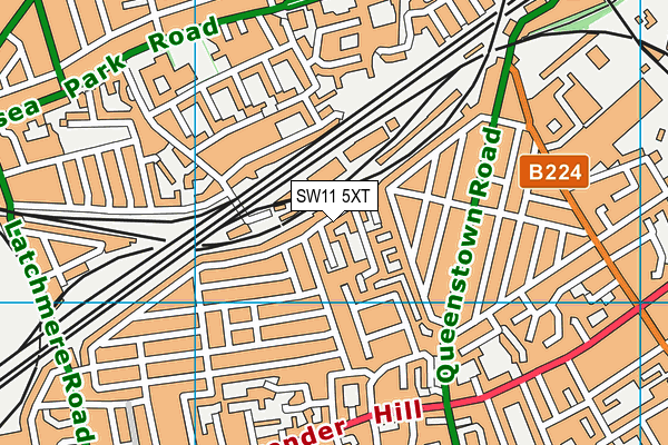 SW11 5XT map - OS VectorMap District (Ordnance Survey)