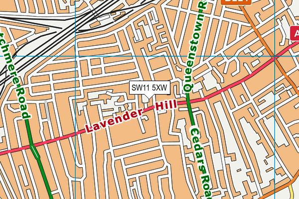 SW11 5XW map - OS VectorMap District (Ordnance Survey)