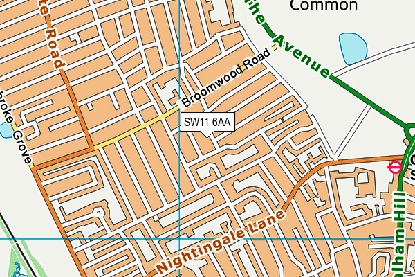 SW11 6AA map - OS VectorMap District (Ordnance Survey)
