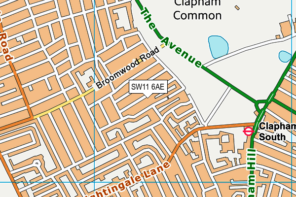 SW11 6AE map - OS VectorMap District (Ordnance Survey)