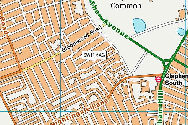 SW11 6AG map - OS VectorMap District (Ordnance Survey)