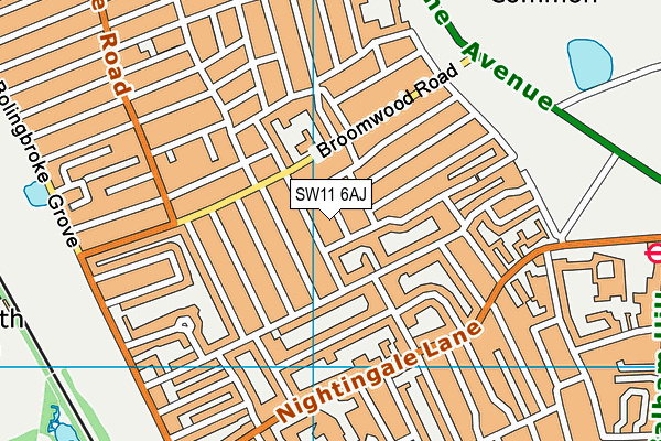 SW11 6AJ map - OS VectorMap District (Ordnance Survey)