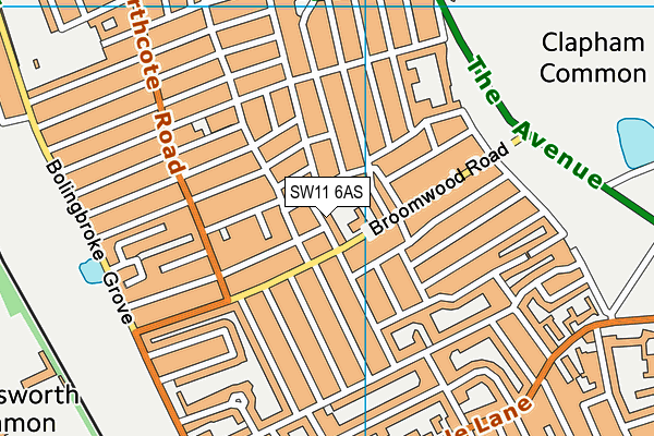 SW11 6AS map - OS VectorMap District (Ordnance Survey)