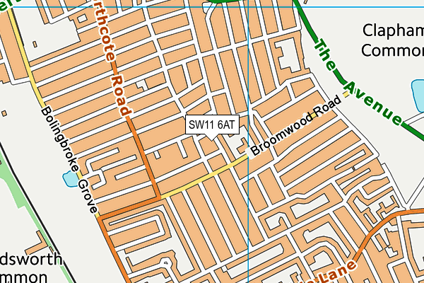 SW11 6AT map - OS VectorMap District (Ordnance Survey)