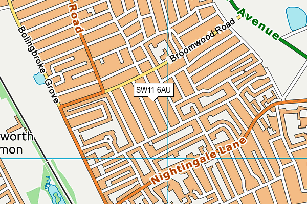 SW11 6AU map - OS VectorMap District (Ordnance Survey)