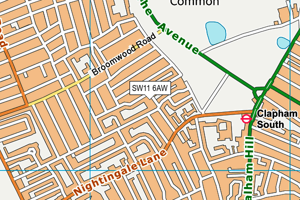 SW11 6AW map - OS VectorMap District (Ordnance Survey)