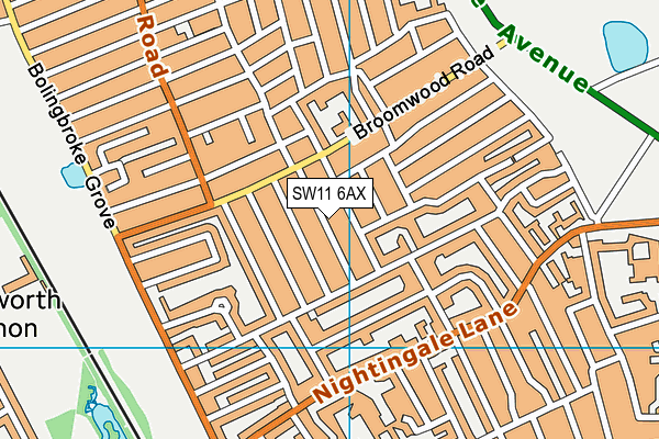 SW11 6AX map - OS VectorMap District (Ordnance Survey)