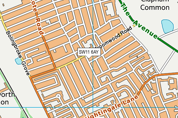 SW11 6AY map - OS VectorMap District (Ordnance Survey)