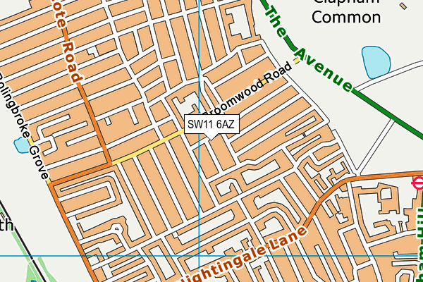 SW11 6AZ map - OS VectorMap District (Ordnance Survey)