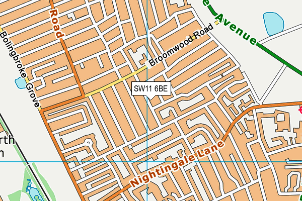 SW11 6BE map - OS VectorMap District (Ordnance Survey)