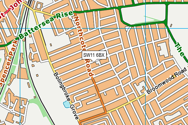 SW11 6BX map - OS VectorMap District (Ordnance Survey)
