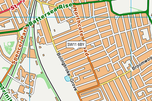 SW11 6BY map - OS VectorMap District (Ordnance Survey)