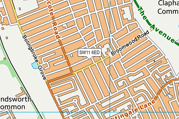 SW11 6ED map - OS VectorMap District (Ordnance Survey)