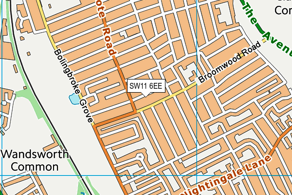 SW11 6EE map - OS VectorMap District (Ordnance Survey)