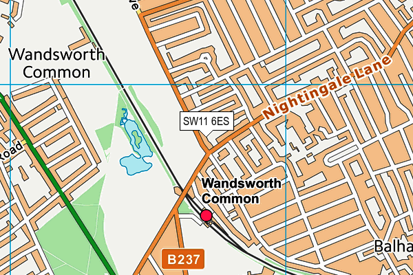 SW11 6ES map - OS VectorMap District (Ordnance Survey)