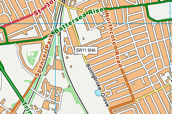 SW11 6HA map - OS VectorMap District (Ordnance Survey)