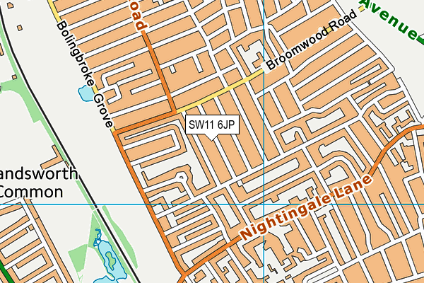 SW11 6JP map - OS VectorMap District (Ordnance Survey)