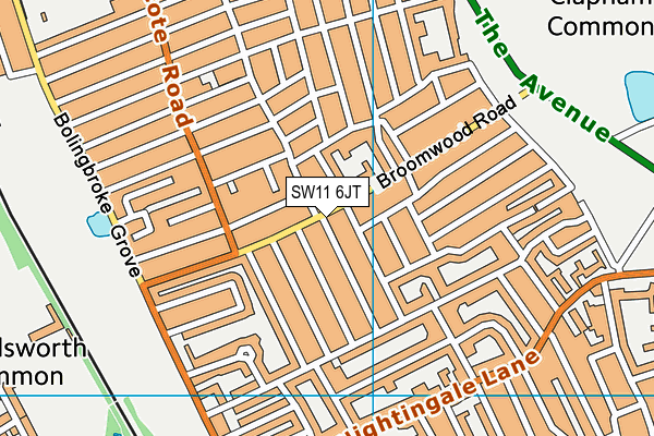 SW11 6JT map - OS VectorMap District (Ordnance Survey)