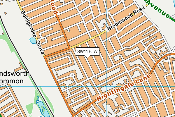 SW11 6JW map - OS VectorMap District (Ordnance Survey)