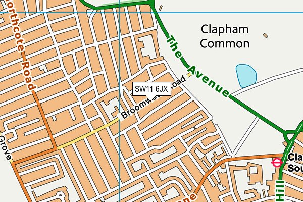 SW11 6JX map - OS VectorMap District (Ordnance Survey)