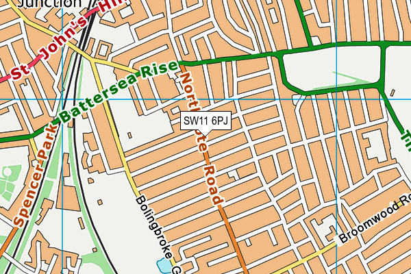 SW11 6PJ map - OS VectorMap District (Ordnance Survey)