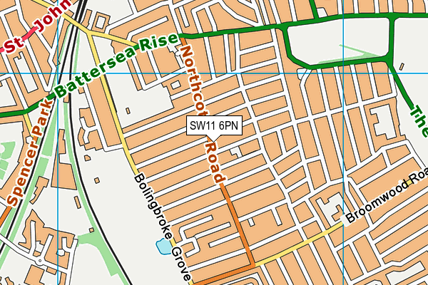 SW11 6PN map - OS VectorMap District (Ordnance Survey)
