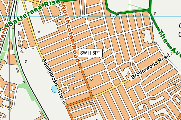 SW11 6PT map - OS VectorMap District (Ordnance Survey)