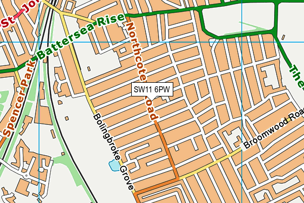SW11 6PW map - OS VectorMap District (Ordnance Survey)