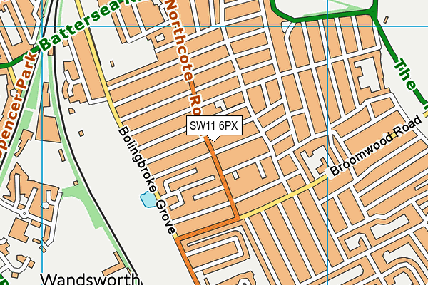 SW11 6PX map - OS VectorMap District (Ordnance Survey)