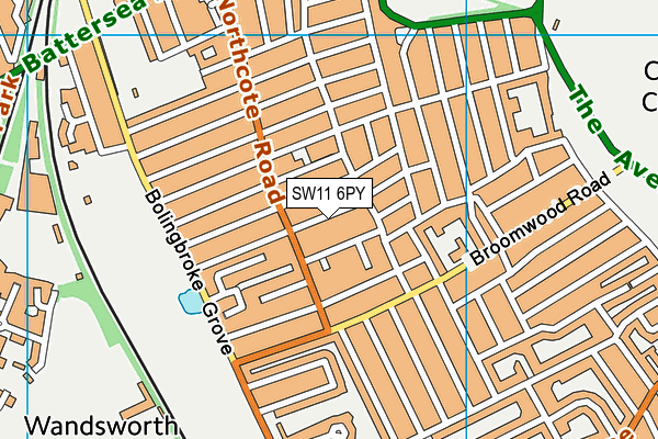 SW11 6PY map - OS VectorMap District (Ordnance Survey)