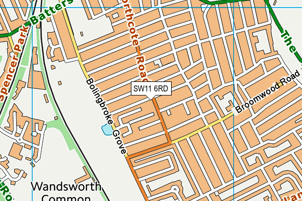 SW11 6RD map - OS VectorMap District (Ordnance Survey)
