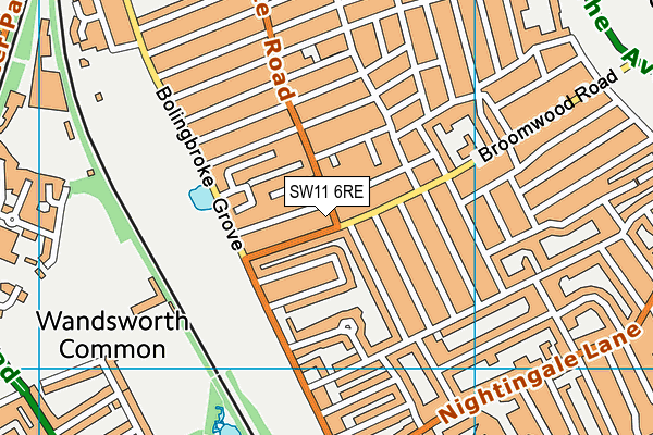 SW11 6RE map - OS VectorMap District (Ordnance Survey)