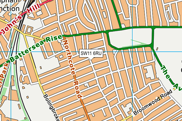 SW11 6RU map - OS VectorMap District (Ordnance Survey)