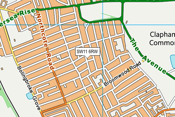 SW11 6RW map - OS VectorMap District (Ordnance Survey)