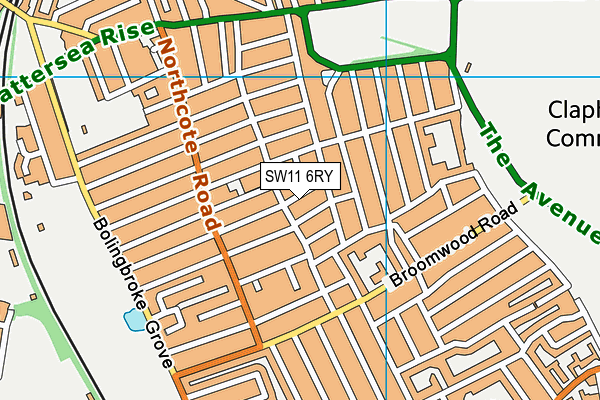 SW11 6RY map - OS VectorMap District (Ordnance Survey)