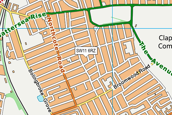 SW11 6RZ map - OS VectorMap District (Ordnance Survey)