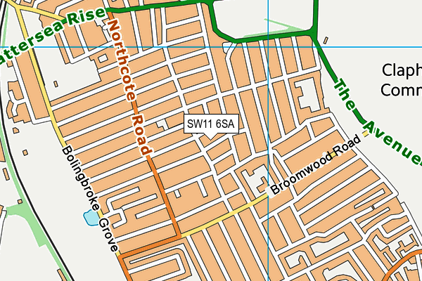 SW11 6SA map - OS VectorMap District (Ordnance Survey)