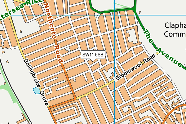 SW11 6SB map - OS VectorMap District (Ordnance Survey)