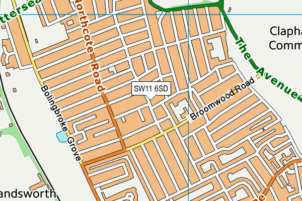 SW11 6SD map - OS VectorMap District (Ordnance Survey)