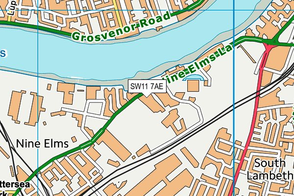 SW11 7AE map - OS VectorMap District (Ordnance Survey)