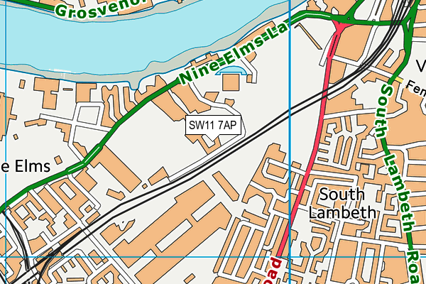 SW11 7AP map - OS VectorMap District (Ordnance Survey)