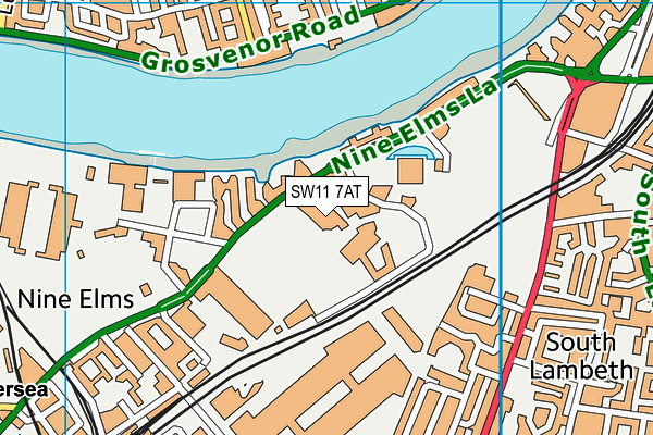 SW11 7AT map - OS VectorMap District (Ordnance Survey)