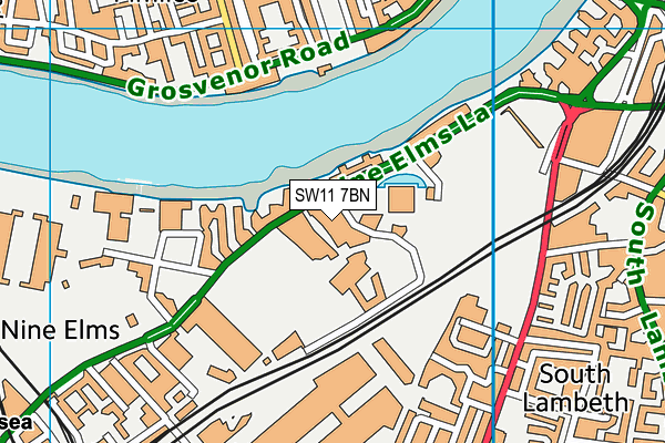 SW11 7BN map - OS VectorMap District (Ordnance Survey)