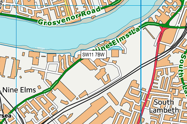 SW11 7BW map - OS VectorMap District (Ordnance Survey)