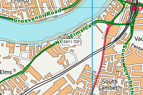 SW11 7DP map - OS VectorMap District (Ordnance Survey)