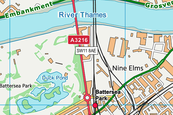 SW11 8AE map - OS VectorMap District (Ordnance Survey)