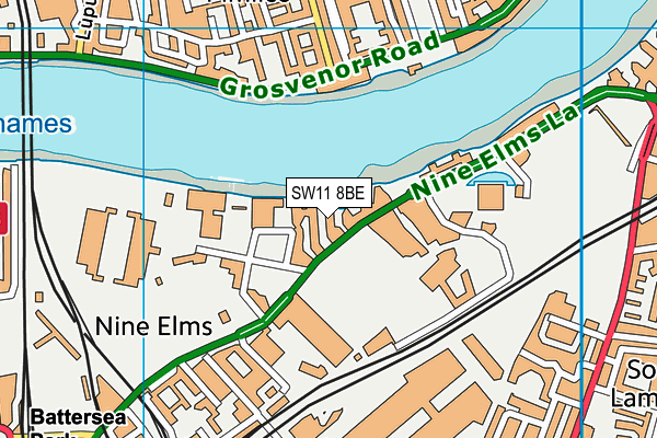 SW11 8BE map - OS VectorMap District (Ordnance Survey)