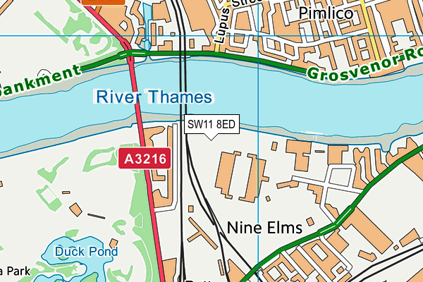 SW11 8ED map - OS VectorMap District (Ordnance Survey)