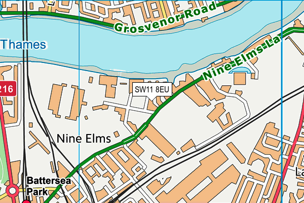 SW11 8EU map - OS VectorMap District (Ordnance Survey)